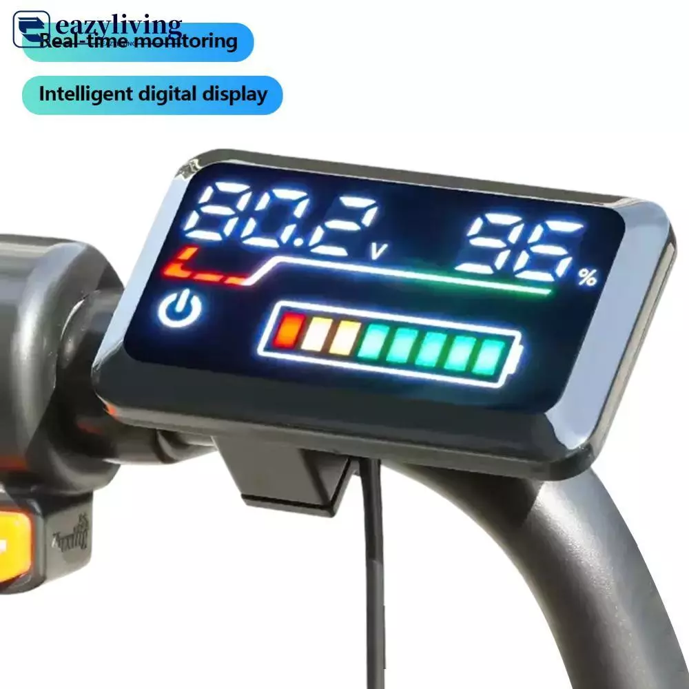 EAZYLIVING รถจักรยานยนต์ดิจิตอลจอแสดงผลระดับแบตเตอรี่ 48 V-72 V ไฟฟ้าสกู๊ตเตอร์ Precision Power Display สําหรับ E-Bike รถแรงดันไฟฟ้า M9S7