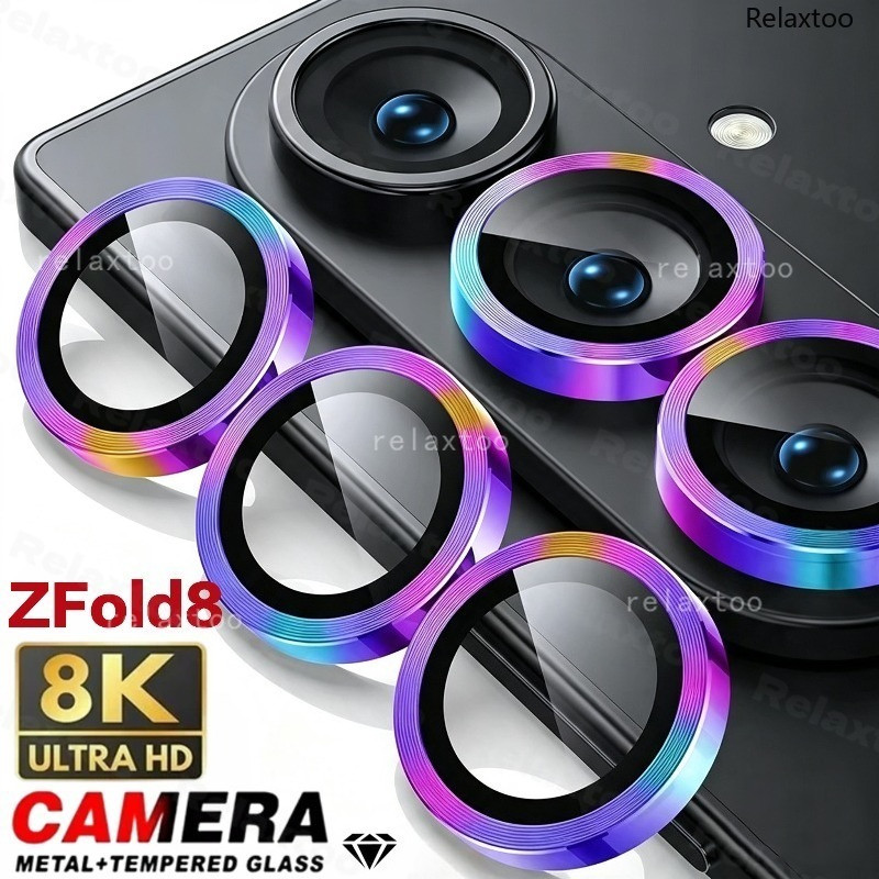 อลูมิเนียมกล้องป้องกันกรณีสําหรับ Samsung Galaxy Z Fold8 ZFold8 พับ 8 Ultra 8Ultra ZFold8Ultra พับ 5G HD Clear แหวนโลหะกระจกนิรภัยกล้องเลนส์กรณีปกหลังฟิล์ม
