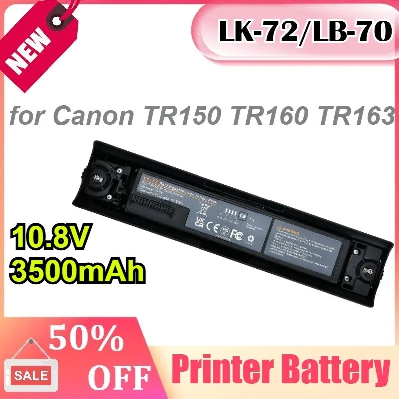 LK-7/LB-70 10.8V 3500mAh สําหรับ Canon TR150 TR160 TR163 เครื่องพิมพ์แบบพกพาแบตเตอรี่ลิเธียมแบบชาร์จ