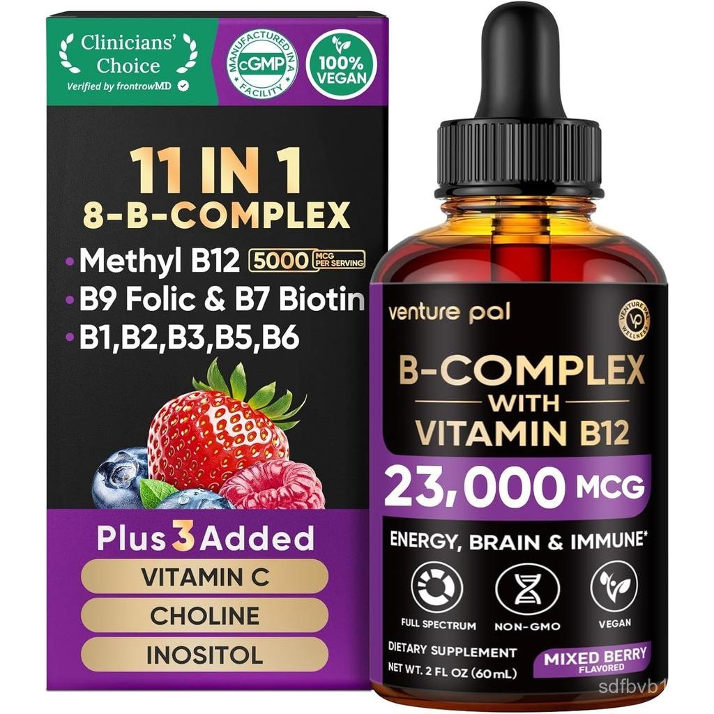 Venture Pal วิตามินบีคอมเพล็กซ์ Drops, B12 เมทionine|บี9 โฟลิค |B1, B2, B3, B5, B6, B16-วิตามินซี, C