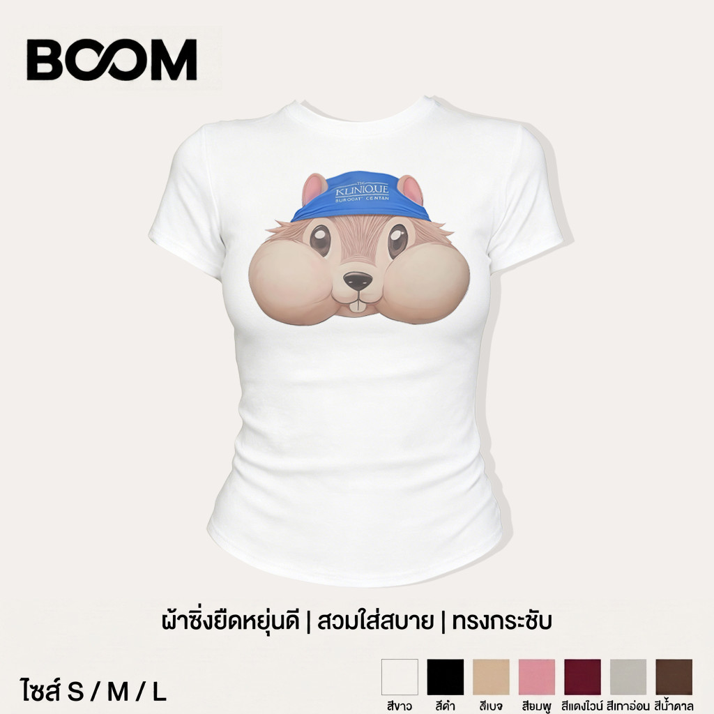 BOOM เสื้อ baby tee Y2K สไตล์เกาหลี ผู้หญิง รูปที่ 4