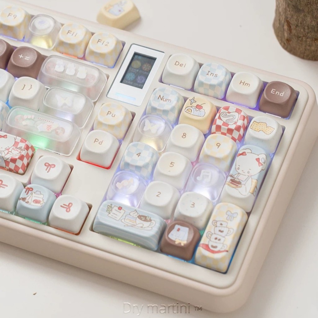 Kawaii Bear Coffee Keycap 140 คีย์ Cherry/MOA Profile PBT ห้าด้าน Dye Sublimation Aula F75 F99 RK100