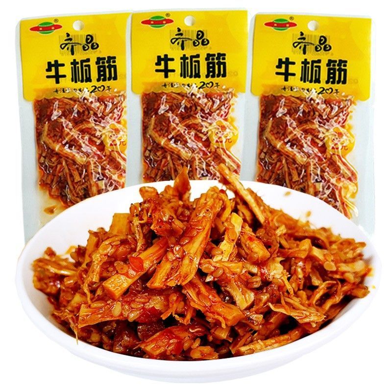 Hunan Qijing Beef Tendon Konjac Snacks รสเผ็ด Strips Snacks Small Package Snacks Beef Tendon 7/24