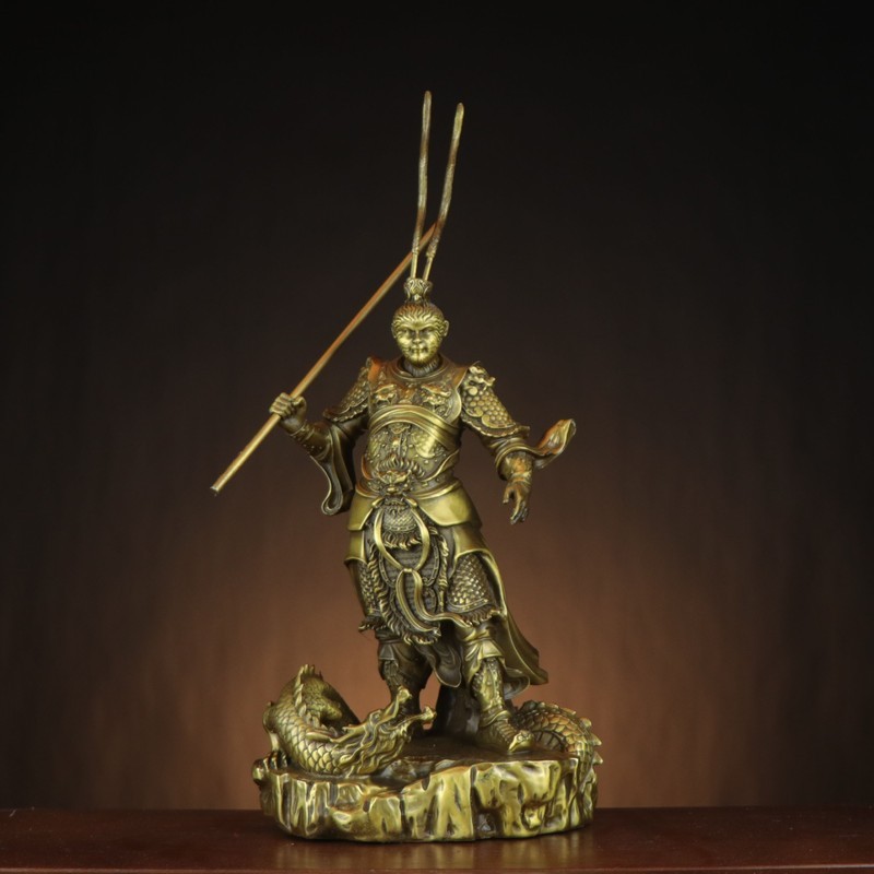ทองเหลือง Monkey King Monkey King Monkey King Station Dragon Fighting Over Buddha Home Shop ตกแต่ง