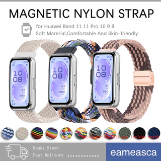 สายไนล่อนถักแม่เหล็ก for Huawei Band 11/11 Pro /10 9 8 NFC สายรัดข้อมือกีฬายืดหยุ่น Scrunchie เปลี่ยนเข็มขัด