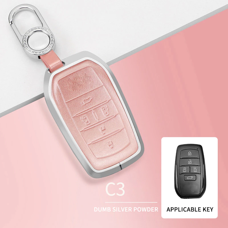 Premium-New Product Aluminium Alloy Leather Car Key Cover for Toyota Leather Car Key Case thumbnail 3