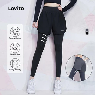 Lovito แคชชวล เล็กกิ้งสปอร์ต 2-In-1 เส้นโครงสร้าง ยกก้น แช่แห้งเร็ว อบแห้ง อบรมการออกกำลังกาย LNL59032