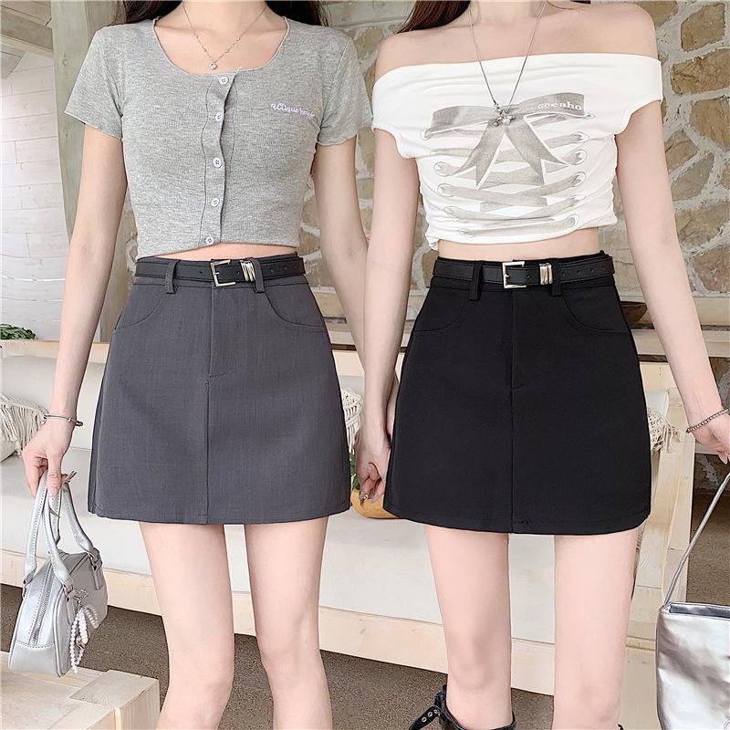 S-6XL กระโปรงสูทผู้หญิง 3 สี กระโปรงสั้นทรงเอไลน์เอวสูงเซ็กซี่ ป้องกันการเปิดเผยเรือนร่าง