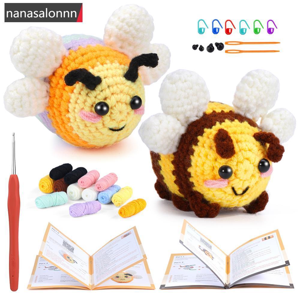 NNL DIY โครเชต์ Bee ชุดสําหรับผู้เริ่มต้น All-in-One ชุดพร้อมการสอนวิดีโอเส้นด้ายนุ่มและเครื่องมือตุ
