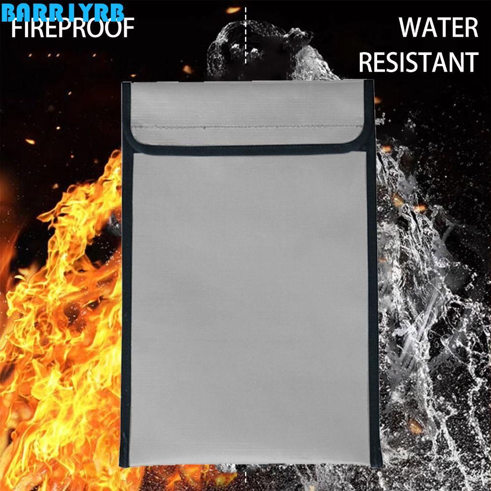 BARR1YRB กระเป๋าเอกสารทนไฟ, กันน้ําสัญญาณ Blocker Cash Safe Storage Pouch, Anti-Hacking Sticky Strip