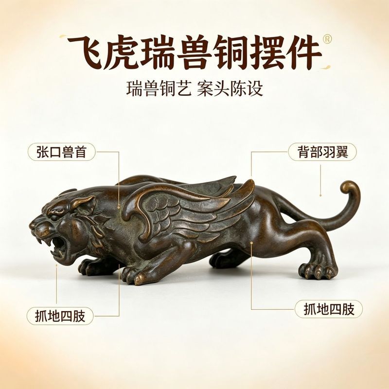 Retro เครื่องประดับเช่น Tigers มีปีกชาสัตว์เลี้ยงเครื่องประดับ Flying Tiger Zodiac Tigers ตกแต่งบ้าน