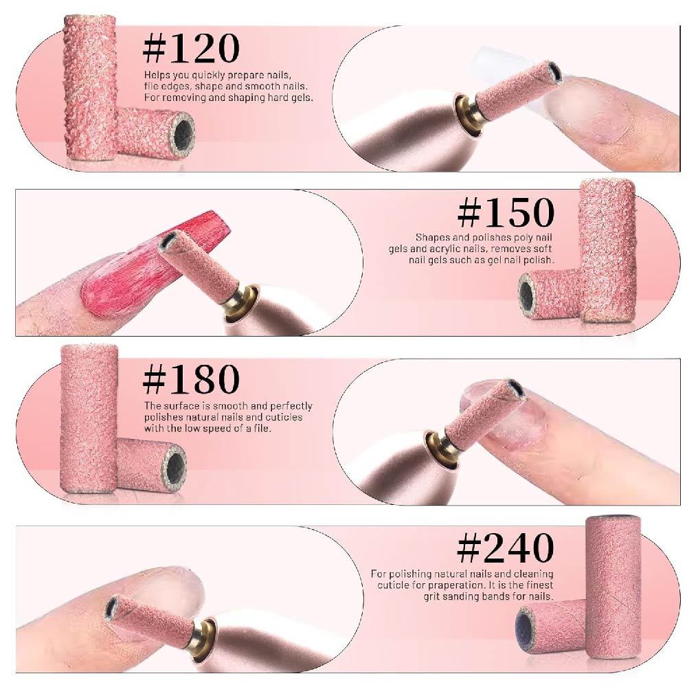 100 ชิ้น 3.1 มิลลิเมตร Mini Sanding Bands ชุดเจาะเล็บ Bits Mandrel ชุดไฟฟ้าเล็บอุปกรณ์เสริมเครื่องมือ Dead Skin Remover