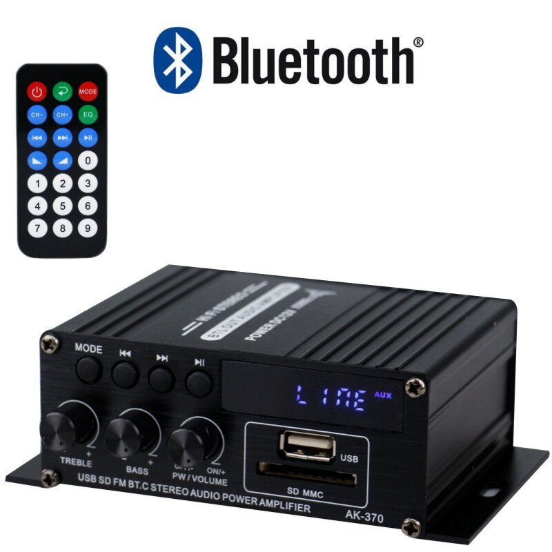 [สินค้าของแท้] AK370 Mini Small Power Amplifier รถบ้าน Multi-Function Card 12V Bluetooth Power Ampli