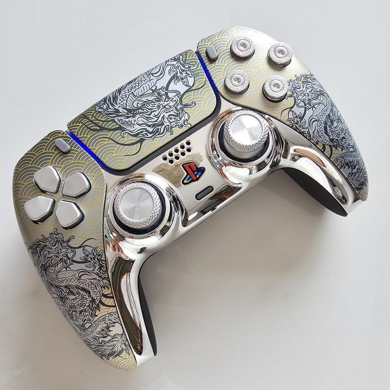 Sony PS5 เกมคอนโซลจับ sony ps5 Original Handle ps5 Handle คอนโทรลเลอร์ไร้สาย: Domineering Silver Dra
