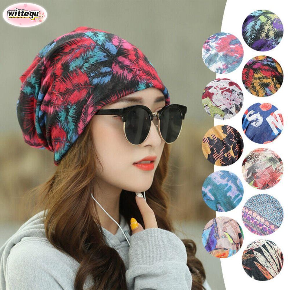 WITTETH ผู้หญิง Turban หมวก, Breathable คอบางหมวก, Casual Head Wrap พิมพ์ Slouchy Beanie หมวก