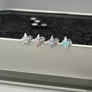 ต่างหูรูปดาวประดับเพชรเทียมสไตล์เกาหลี สีหลากหลาย เหมาะสำหรับนักเรียนผู้หญิง ใช้เป็นของขวัญ