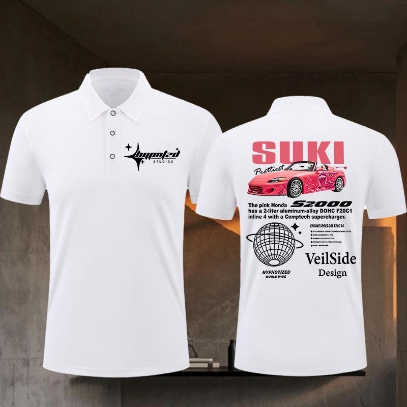 Bullet TR R34 & Suki Honda S2000 Printed Cotton Fashion Polo shirt นุ่มและสบาย  สวมใส่สบาย ๆ  ผ้าสบา