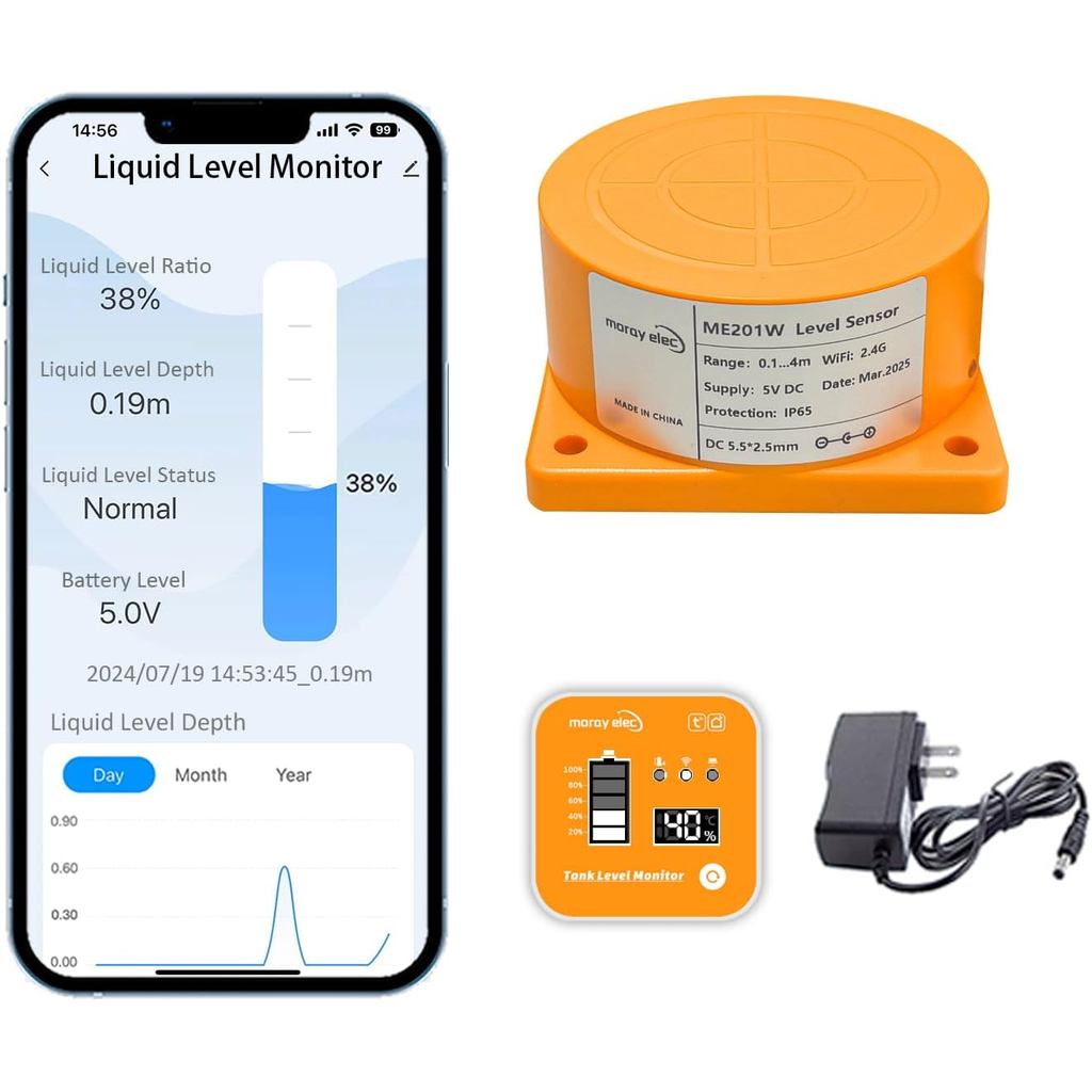 Moray สมาร์ท WiFi เซ็นเซอร์ระดับน้ําถังน้ํา Level Monitor ถังน้ํามันเซนเซอร์,อัตโนมัตินาฬิกาปลุกสําห
