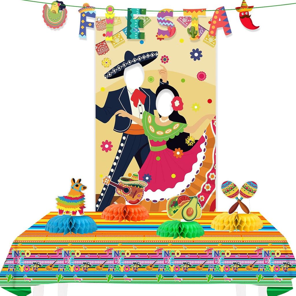 Cinco De Mayo ฉากหลัง 6 x 3 ฟุต, Fiesta Party แบนเนอร์ตกแต่ง, Cinco De Mayo Photo Props, เม็กซิกันตก