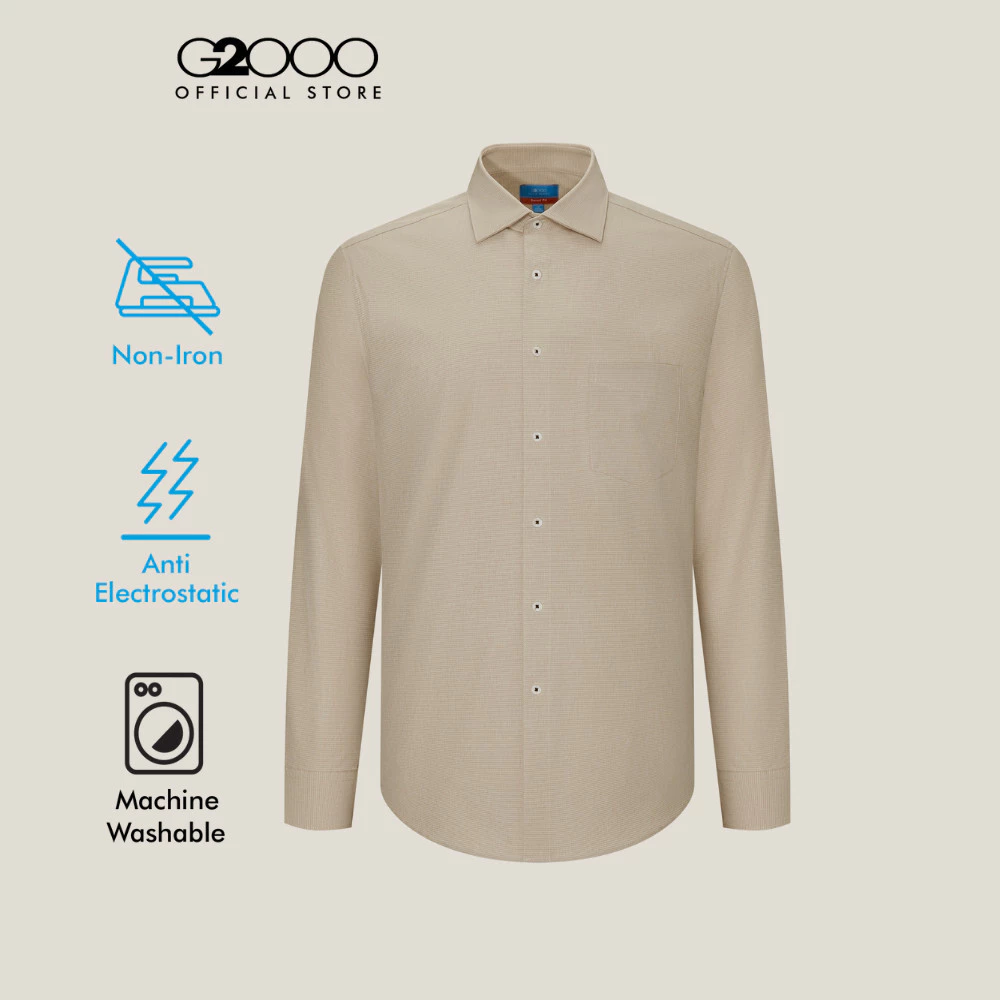 G2000 เสื้อเชิ้ตแขนยาวแบบทางการสำหรับผู้ชาย Smart Fit รุ่น 5612334212 สีทราย