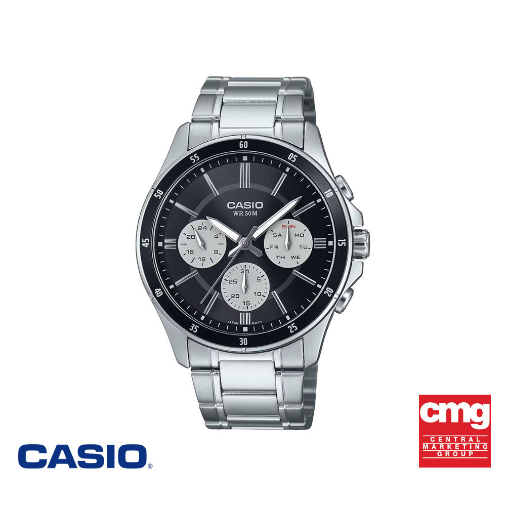 CASIO นาฬิกาข้อมือ CASIO รุ่น MTP-1374D-1A3VDF สายสเตนเลส สีดำ