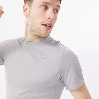 Decathlon Men'S Hiking Synthetic Short-Sleeved T-Shirt Mh100 เสื้อเดินป่าผู้ชาย รุ่น Mh100 - Light Grey