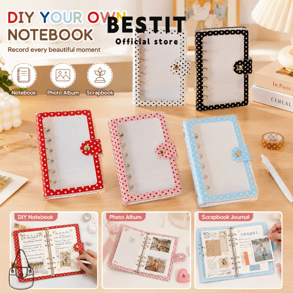 BESTIT Polka Dot Binder, A7 A7 Binder Cover, INS Polka Dot PVC Kpop Photocard อัลบั้มปก Journal ทํา