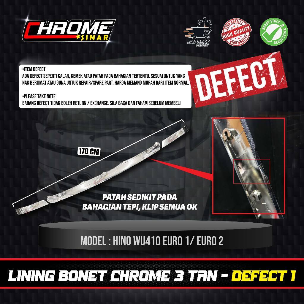 (DEFECT) HINO WU410 EURO 1 / EURO 2 - LINING BONNET CHROME