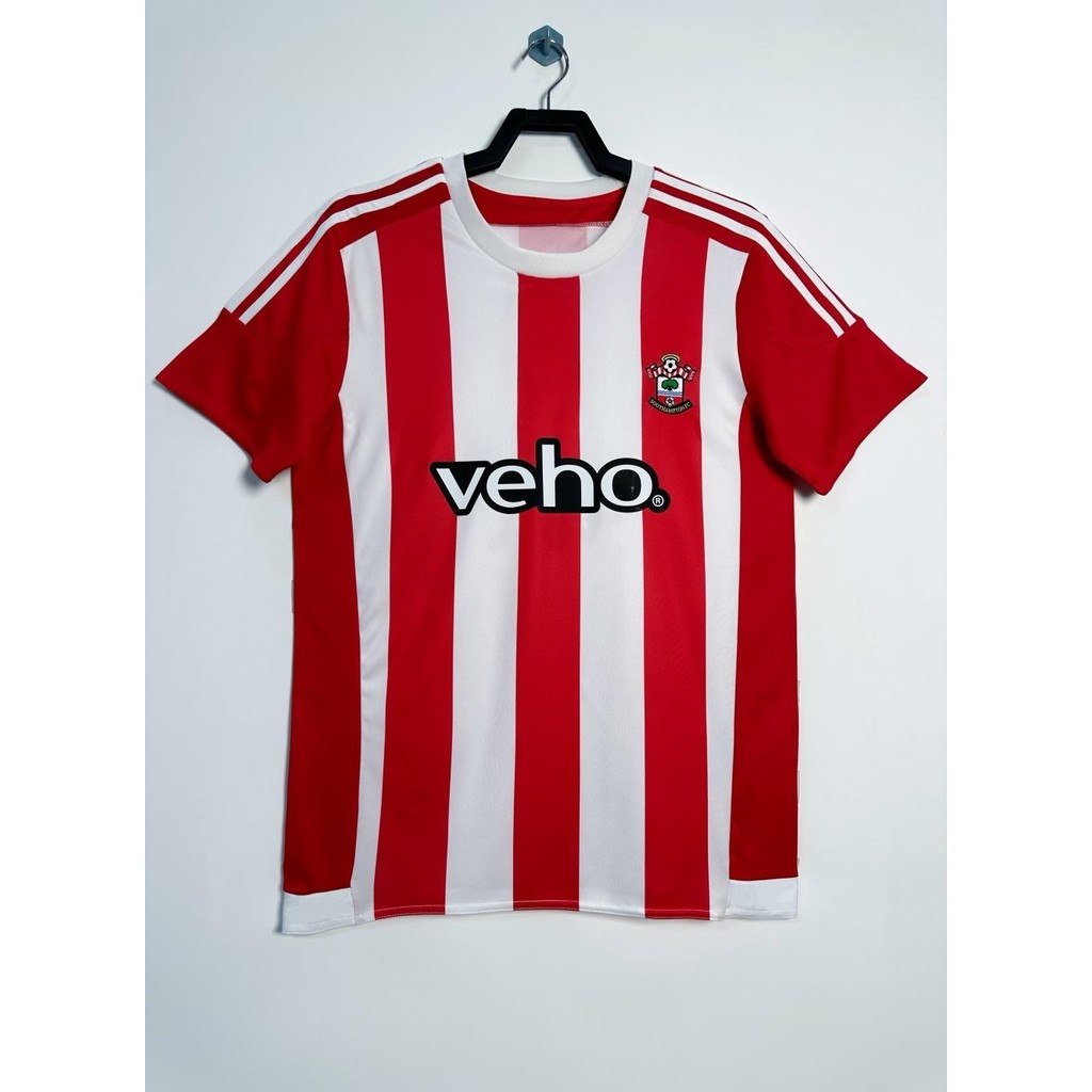 JC Retro Vintage Jersey Red White Vertical Stripe Crew Neck Football Sports Top