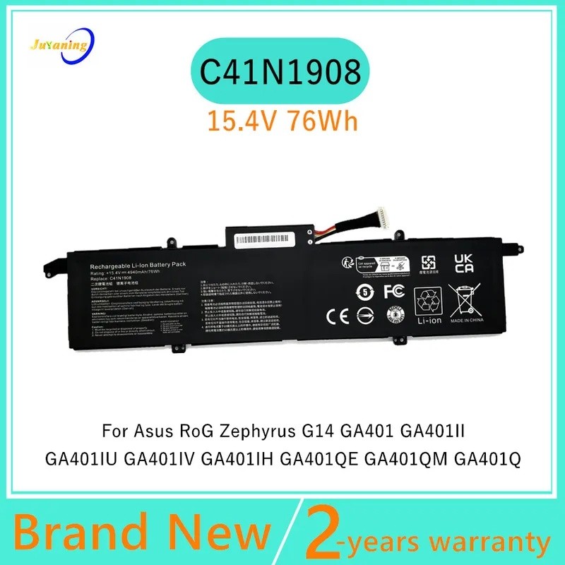 C41N1908 แบตเตอรี่แล็ปท็อปสําหรับ Asus ROG Zephyrus G14 GA401II GA401IU GA401IV GA401Q GA401QM C41PQ