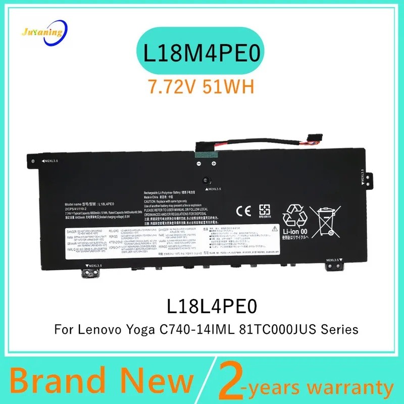 L18M4PE0 แบตเตอรี่แล็ปท็อปสําหรับ Lenovo โยคะ C740-14IML 81TC000JUS 81TC7071JUS L18L4PE0 5B10W67296 