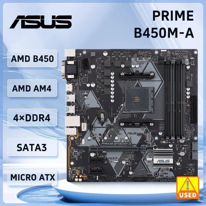 Asus PRIME B450M-A เมนบอร์ด B450 B450M ซ็อกเก็ตเมนบอร์ด AM4 DDR4 รองรับ Ryzen 5 5600 5700 4300G 1600