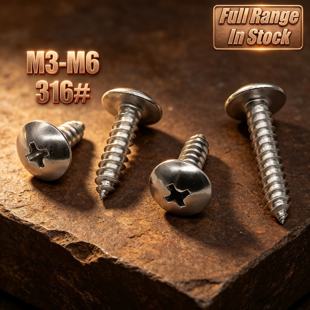 เกลียวปล่อย หัวกระทะ JT+ แฉก สแตนเลส 316 M3/M3.5/M4/M5/M6 Truss Head Machine Screw Tapping SUS316