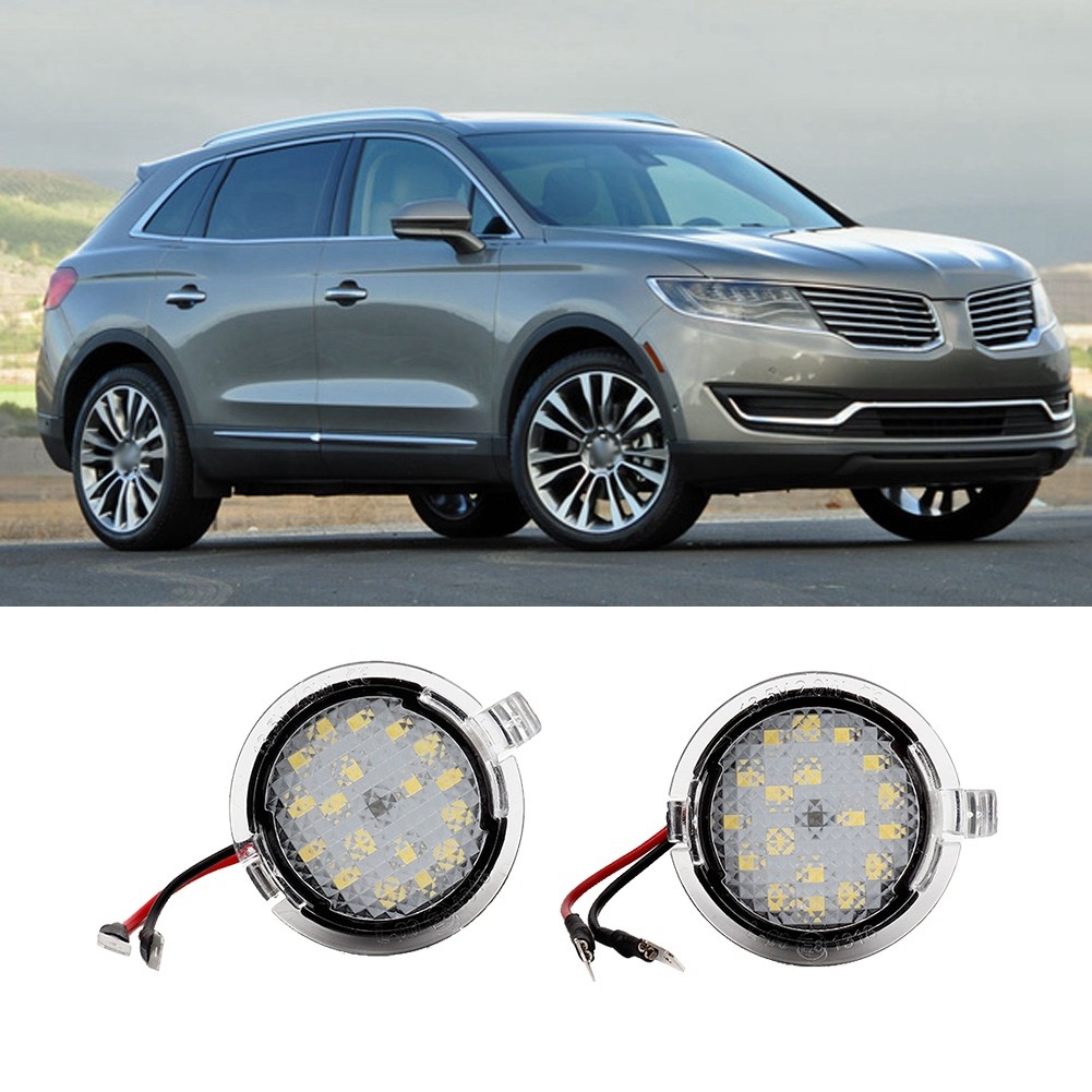 Jiabo 2 ชิ้น LED ภายใต้ด้านข้างกระจกมองหลัง Puddle Light โคมไฟ Fit สําหรับ Ford อุปกรณ์เสริมในรถยนต์