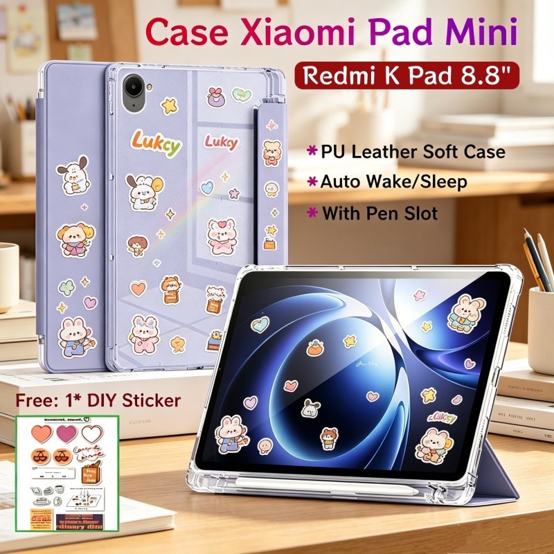 เคสสําหรับ Xiaomi Pad Mini 8.8 นิ้วพร้อมช่องเสียบปากกาเคสแม่เหล็กสําหรับRedmi K Pad 8.8 นิ้วโปร่งใสด