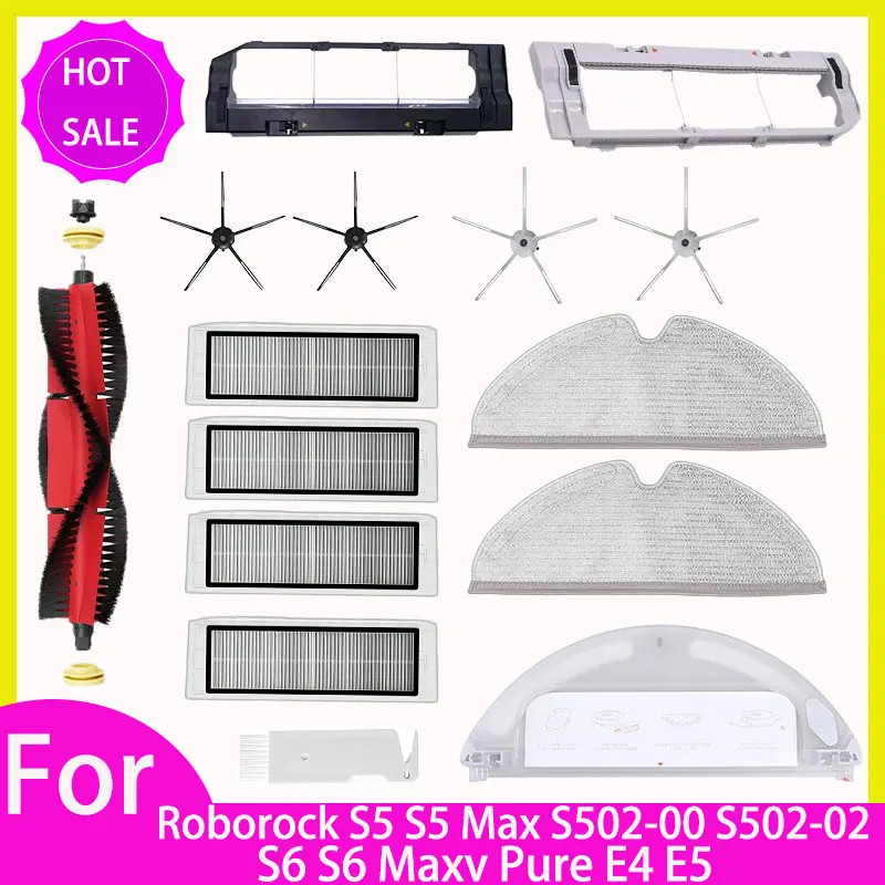 อะไหล่ Roborock Q5 Q7 S6 E4 E5 กรอง HEPA แปรงปัด ผ้าถูพื้น