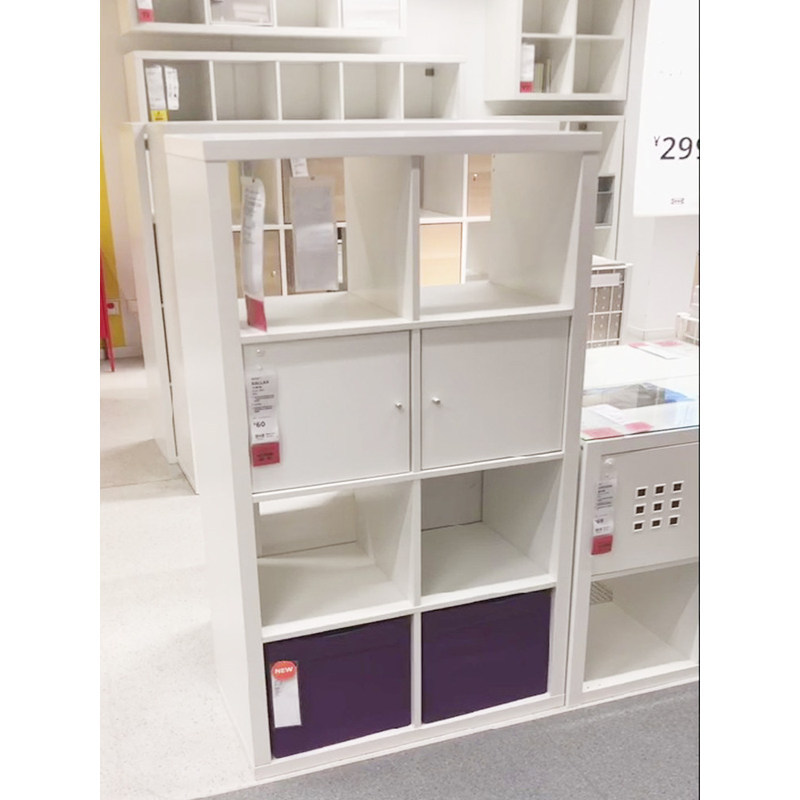 ชั้นวางของ IKEA Kallax ชั้นวางหนังสือ ชั้นเก็บของแบบประกอบได้ ตู้เก็บของแบบตะแกรง ตู้เก็บอเนกประสงค์