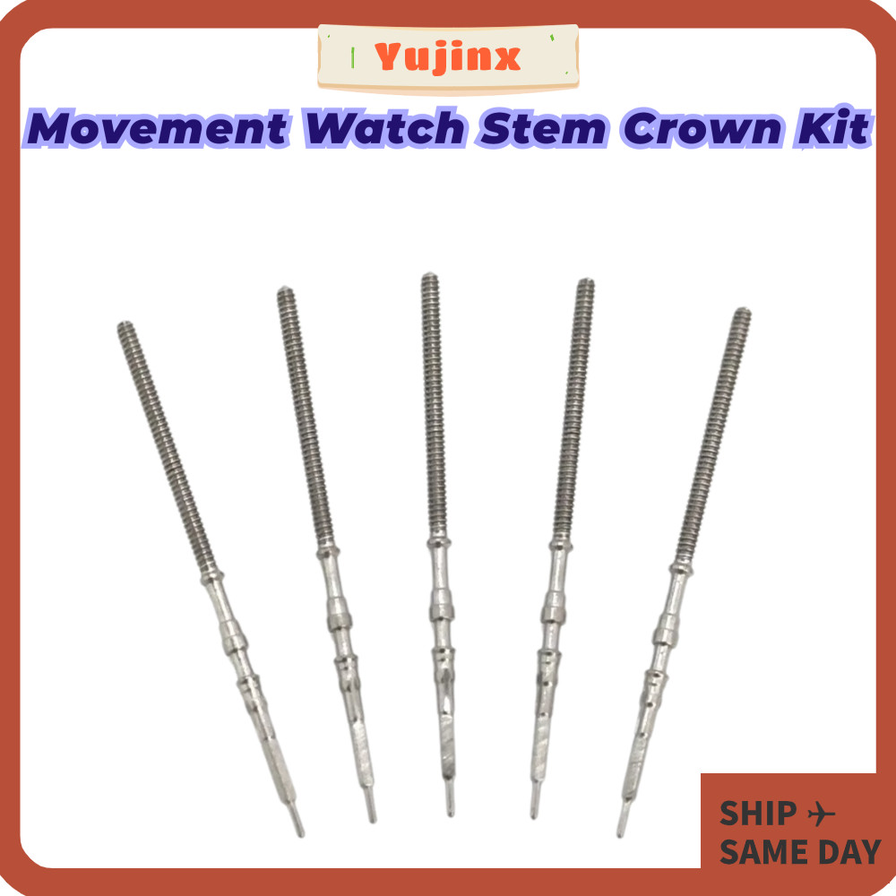 YUJINX 5pcs Movement นาฬิกา Stem อะไหล่, Mechanical Steel Movement Stem Crown Kit, นาฬิกาอะไหล่อัตโน