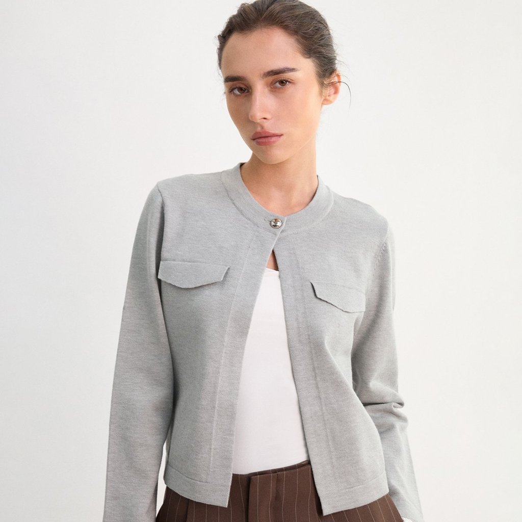 [Pomelo] เสื้อคาร์ดิแกนปลายแขนแต่งลูกไม้ / Lace Cuff Detailed Cardigan