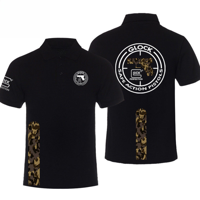 เสื้อโปโล Glock พร้อมป้ายติดปกเสื้อลายพราง เหมาะอย่างยิ่งสำหรับการไปช้อปปิ้งหรือเดินทางไปทำงาน
