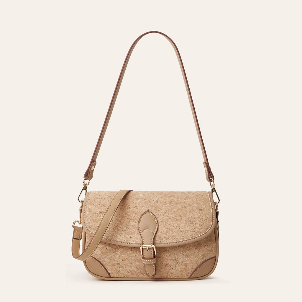 Cork Grain Bark Bag สไตล์ชาติพันธุ์พิมพ์รูปแบบ Flap ไหล่ Messenger กระเป๋า Multi-Element น้ําหนักเบา