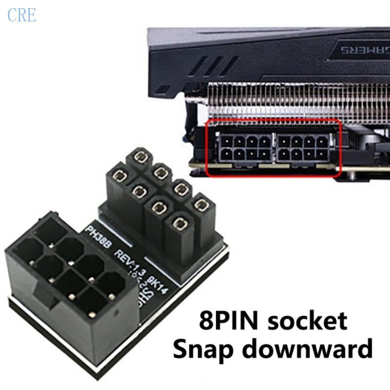 CRE GPU VGA PCIe 8Pin อะแดปเตอร์ GPU PCIe 8Pin 180 องศา UTurn Power Adapter สําหรับเดสก์ท็อปกราฟิกกา