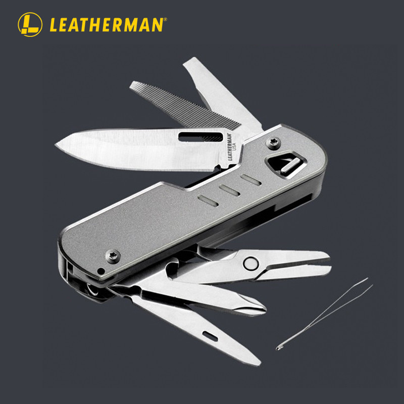 American Leatherman Leatherman Leatherman ฟรี T4 มีดเครื่องมือรวมมัลติฟังก์ชั่นพร้อมที่จับโลหะผสมไทเ