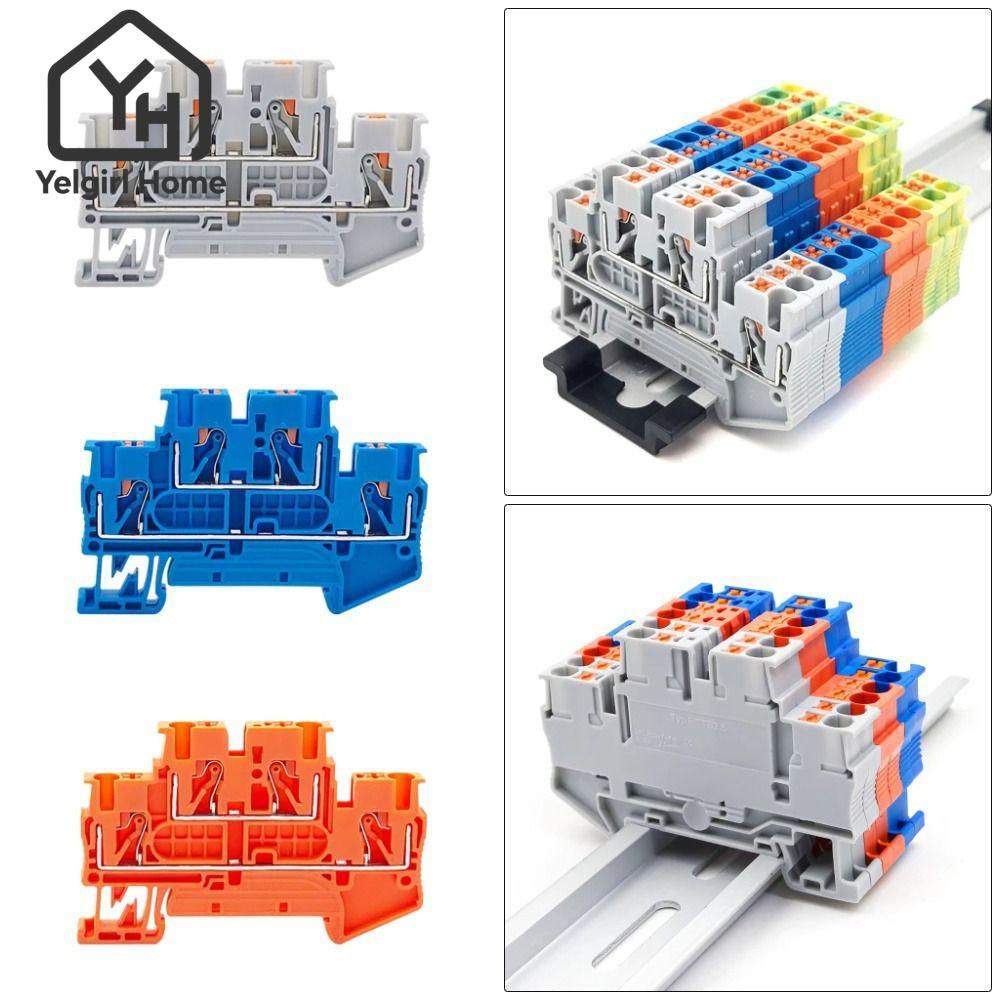 YELGIRLB 4 ชิ้น DIN Rail Terminal Block, PTTB-2.5 ไนลอน PA66 PTTB-2.5 Terminal Block, 2.5mm2 เครื่อง