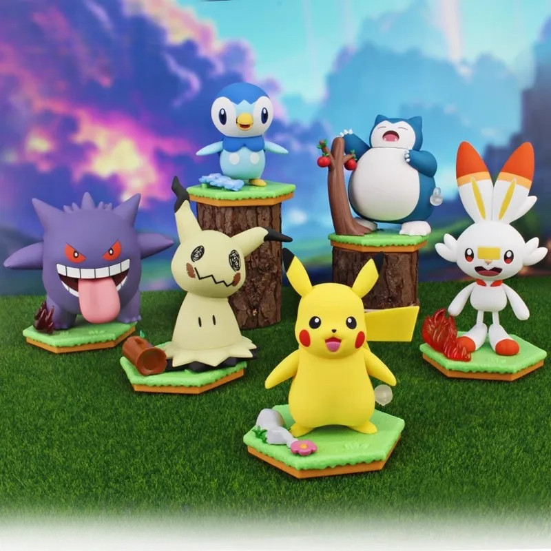 ใหม่ Pikachu Piplup Kabigon Genger Mimikyu Scorbunny อะนิเมะรูปของเล่นเดสก์ท็อปเครื่องประดับของขวัญว