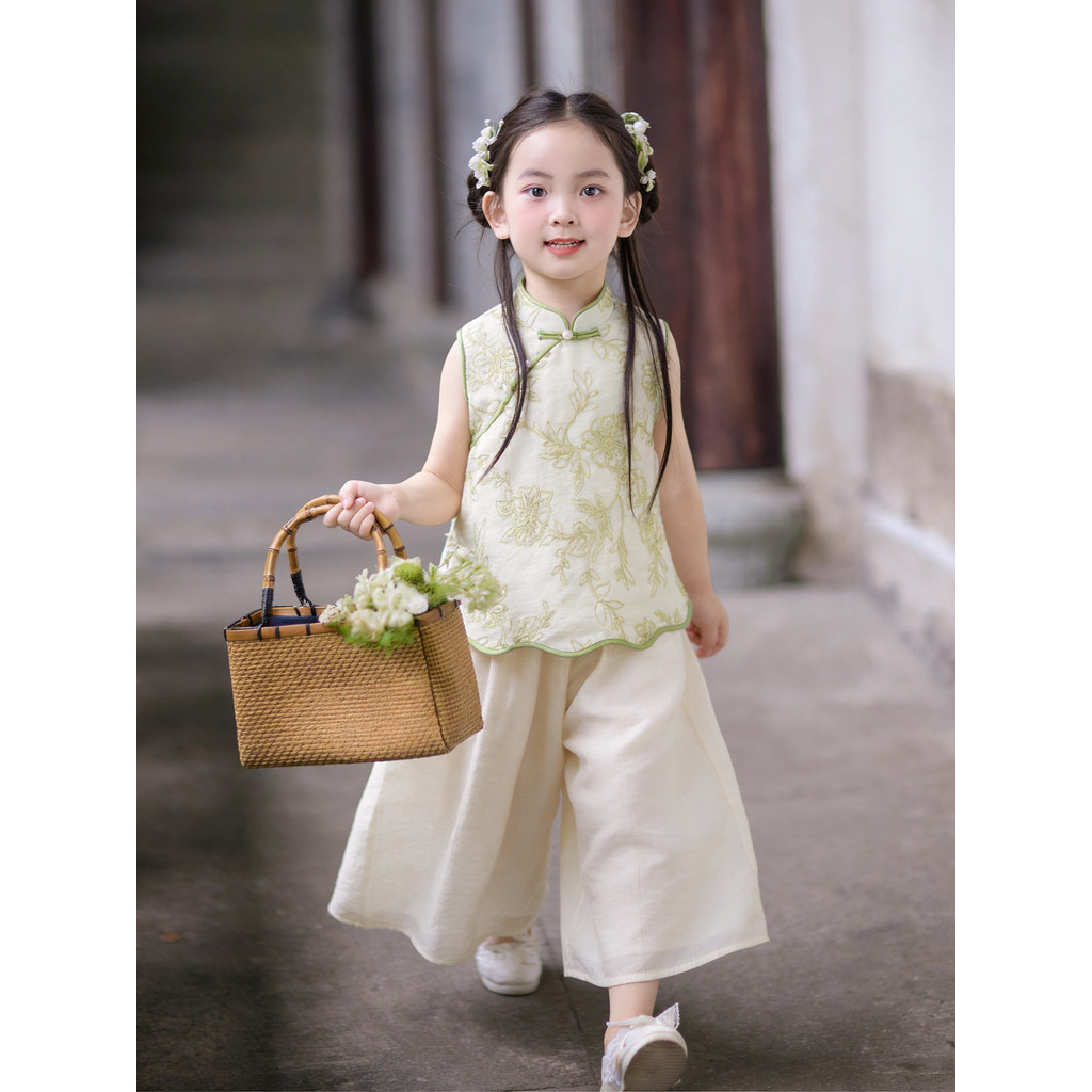 [Jasmine Summer] Hanfu Girls 26 Summer Baby New Chinese Pants Suit Ancient Costume Children Daily Ca
