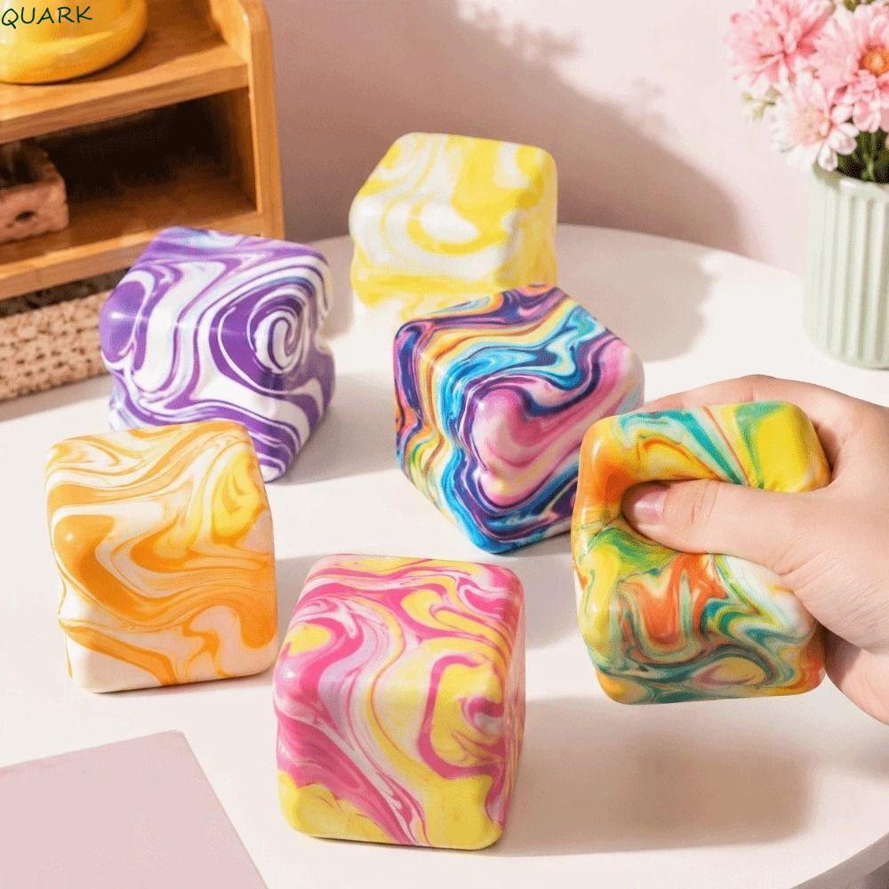 QUARK ชีสบีบ Cube, Super Soft 7 ซม.ชีสหยิก,นวดของเล่นสมจริงสีสัน Creative Slow Rebound Fidget ของเล่