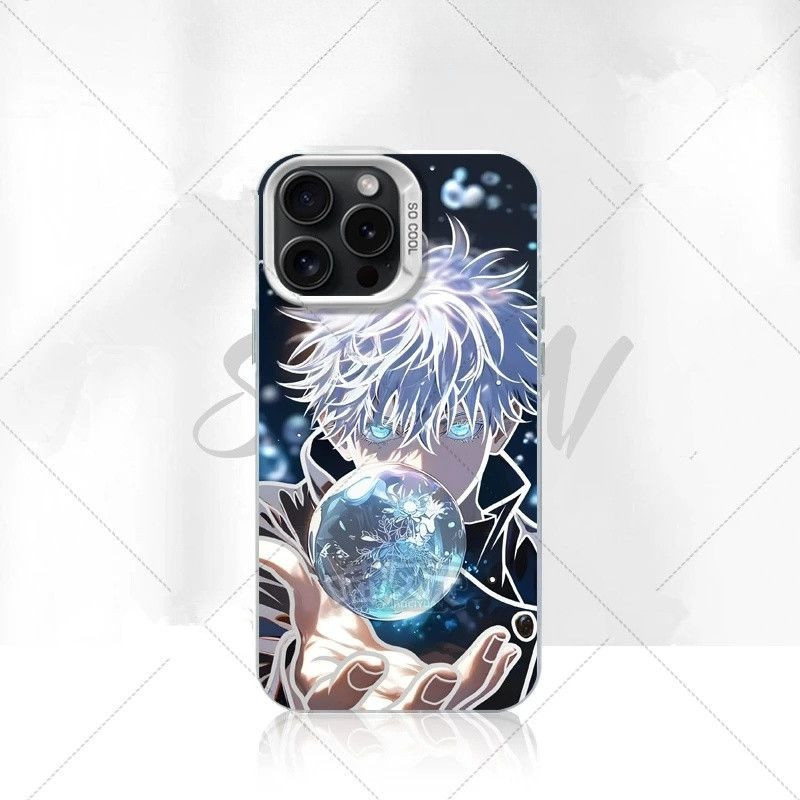อะนิเมะคริสตัลบอล Gojo Go Frosted สีเงินเหมาะสําหรับ iPhone 16 15 14 13 12 11 xs 7P/8P เคสโทรศัพท์ High-End เฉพาะ
