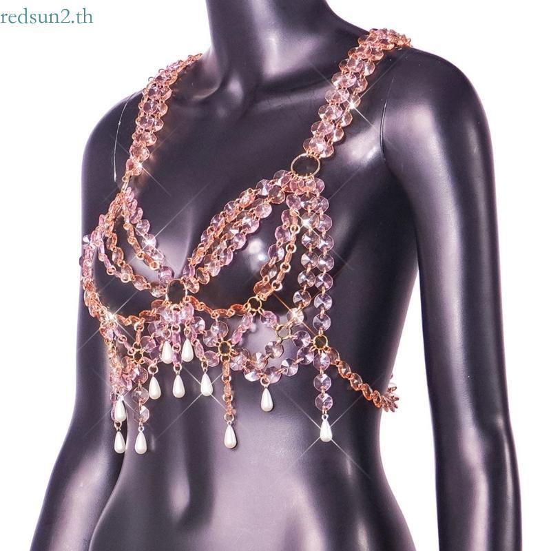 Redsun2 Stylish อะคริลิค Circles Bustier Body Chain หน้าอกเครื่องประดับสําหรับผู้ที่ชื่นชอบแฟชั่น