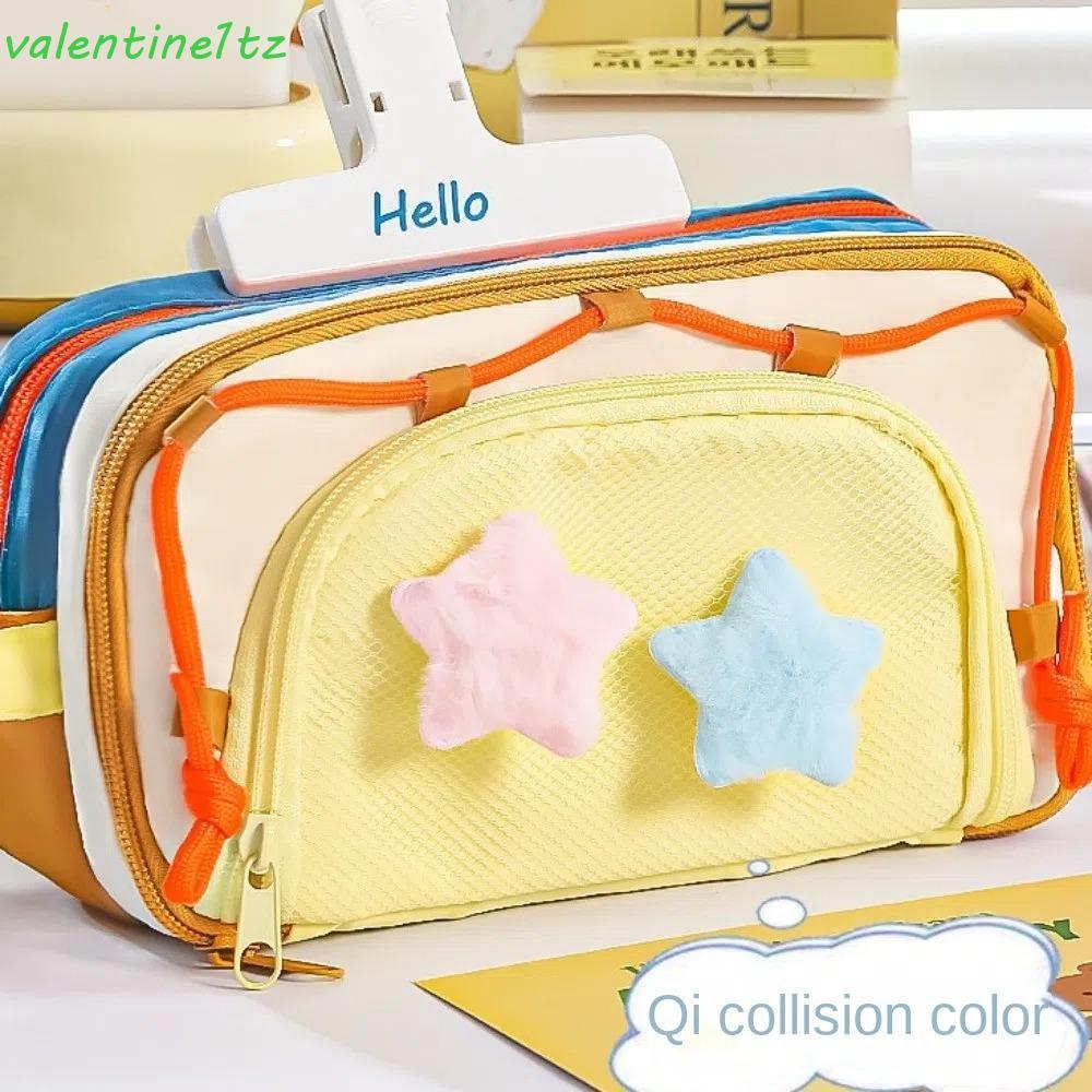 YOGIC Y2K Star กระเป๋าเครื่องเขียน, 7 Multilayer Desktop Storage กล่องดินสอเกาหลี,ผ้าปากกาขนาดใหญ่คว